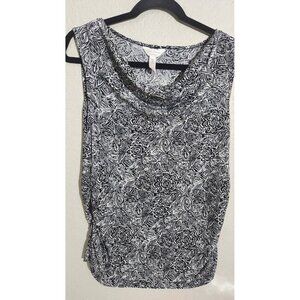 Three Seasons Maternity Shirt Womens Medium Floral Sleeveless Cowl Neck Top